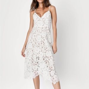 Lulus one wish white lace midi dress